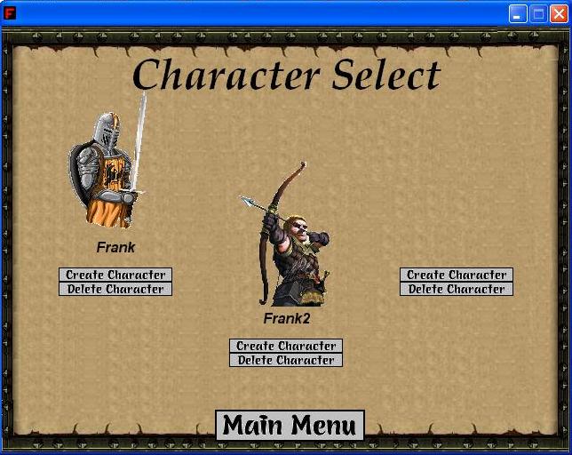 Eternal Wars: Character selection